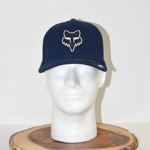 Navy Fox Head Flexfit Hat Size S/M NWT - Classic White & Dark Blue Logo